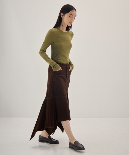 08sircus(ゼロエイトサーカス)の「【08sircus/サーカス】Corduroy panelled drape skirt/コーデュロイ パネルドレープスカート(スカート・レディース・ブラウン・1/0)」の3枚目の写真