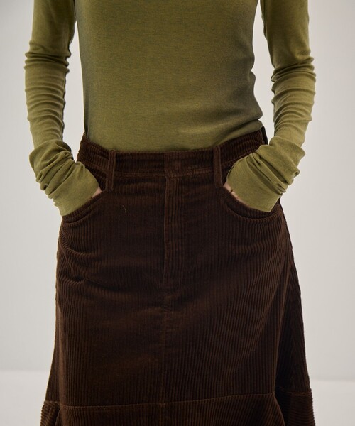 08sircus(ゼロエイトサーカス)の「【08sircus/サーカス】Corduroy panelled drape skirt/コーデュロイ パネルドレープスカート(スカート・レディース・ブラウン・1/0)」の7枚目の写真