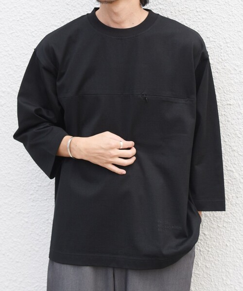 SHIPS any(シップス エニィ)の「〈洗濯機可能〉ピマ コットン ワンポイント 刺繍 7分袖 ポケット Tシャツ◇(Tシャツ/カットソー・メンズ・ホワイト/ブラック/ネイビー・SMALL/MEDIUM/LARGE/X-LARGE)」の3枚目の写真