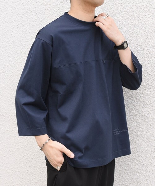 SHIPS any(シップス エニィ)の「〈洗濯機可能〉ピマ コットン ワンポイント 刺繍 7分袖 ポケット Tシャツ◇(Tシャツ/カットソー・メンズ・ホワイト/ブラック/ネイビー・SMALL/MEDIUM/LARGE/X-LARGE)」の18枚目の写真