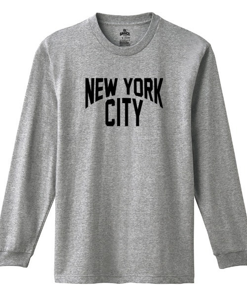 Ol' Basics（オールベーシックス）の「Ol' Basics（オール・ベーシックス） 長袖Tシャツ NEW YORK CITY ロゴ プリント 袖リブ ロンT ロングTシャツ トップス カットソー メンズ ユニセックス（Tシャツ/カットソー・メンズ・ヘザーグレー/ホワイト/ブラック・M/L/XL）」の3枚目の写真