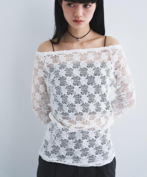 CODE A(コードエー)の「【Re】floral lace tops(Tシャツ/カットソー・レディース・ホワイト/ブラック・00)」の13枚目の写真