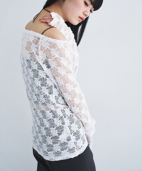 CODE A(コードエー)の「【Re】floral lace tops(Tシャツ/カットソー・レディース・ホワイト/ブラック・00)」の15枚目の写真