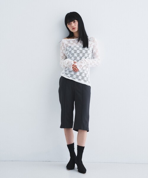 CODE A(コードエー)の「【Re】floral lace tops(Tシャツ/カットソー・レディース・ホワイト/ブラック・00)」の7枚目の写真