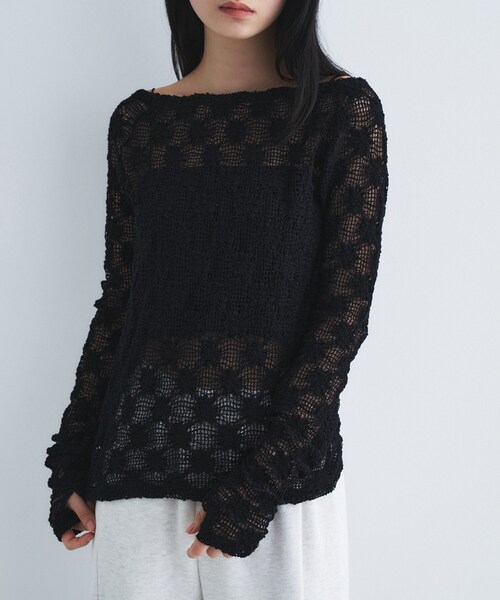 CODE A(コードエー)の「【Re】floral lace tops(Tシャツ/カットソー・レディース・ホワイト/ブラック・00)」の11枚目の写真