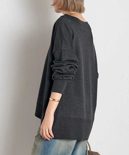 AP STUDIO(エーピーストゥディオ)の「Lycee Vneck knit(ニット/セーター・レディース・グレー/ホワイト・FREE)」の11枚目の写真