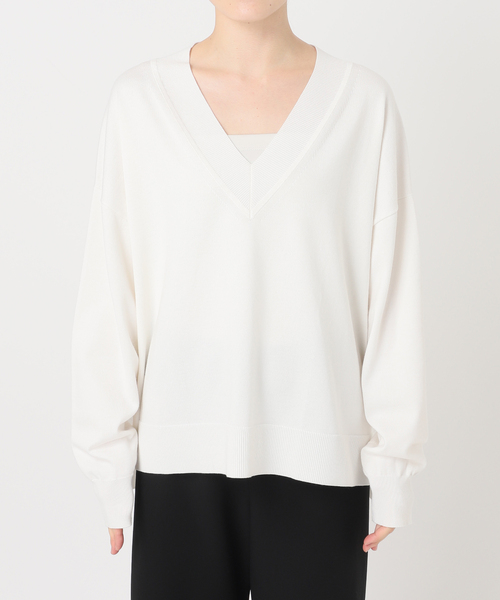 AP STUDIO(エーピーストゥディオ)の「Lycee Vneck knit(ニット/セーター・レディース・グレー/ホワイト・FREE)」の16枚目の写真