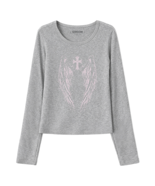 IZROOM(イズルーム)の「ウィングクロススリムフィットロングスリーブ(グレー)(Tシャツ/カットソー・レディース・その他・FREE)」の2枚目の写真