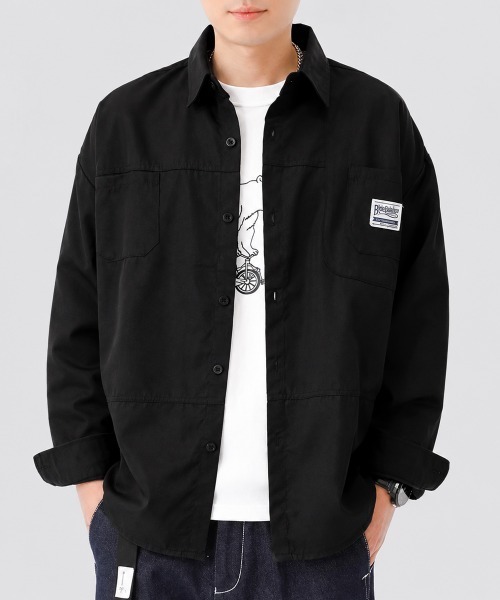 AsaAura(アサオーラ)の「ワンポイントロゴシャツ長袖 メンズ春秋服(シャツ/ブラウス・メンズ・キャメル/カーキ/ブラック・M/L)」の2枚目の写真