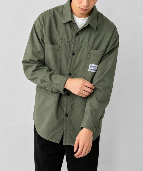 AsaAura(アサオーラ)の「ワンポイントロゴシャツ長袖 メンズ春秋服(シャツ/ブラウス・メンズ・キャメル/カーキ/ブラック・M/L)」の14枚目の写真