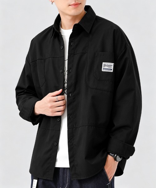 AsaAura(アサオーラ)の「ワンポイントロゴシャツ長袖 メンズ春秋服(シャツ/ブラウス・メンズ・キャメル/カーキ/ブラック・M/L)」の17枚目の写真