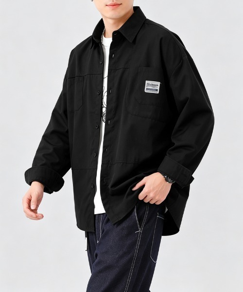 AsaAura(アサオーラ)の「ワンポイントロゴシャツ長袖 メンズ春秋服(シャツ/ブラウス・メンズ・キャメル/カーキ/ブラック・M/L)」の18枚目の写真