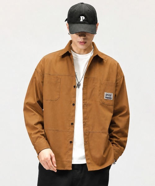 AsaAura(アサオーラ)の「ワンポイントロゴシャツ長袖 メンズ春秋服(シャツ/ブラウス・メンズ・キャメル/カーキ/ブラック・M/L)」の20枚目の写真