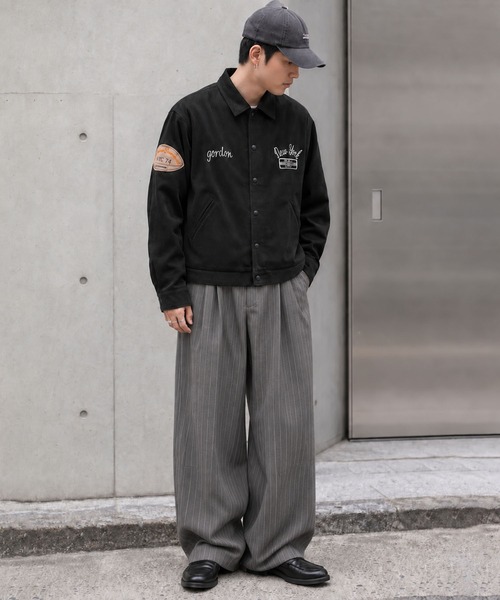 SPINNS(スピンズ)の「2タックピンストライプカーブワイドスラックスパンツ/テーラード素材(その他パンツ・メンズ・ブラック/ネイビー/チャコール・L/M)」の12枚目の写真