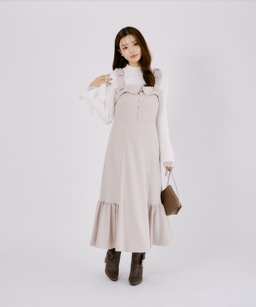 tocco closet(トッコ クローゼット)の「リボン付き袖口レース切り替えフレアスリーブハイネックリブニットプルオーバー(ニット/セーター・レディース・オフホワイト/ブラック・M)」の4枚目の写真