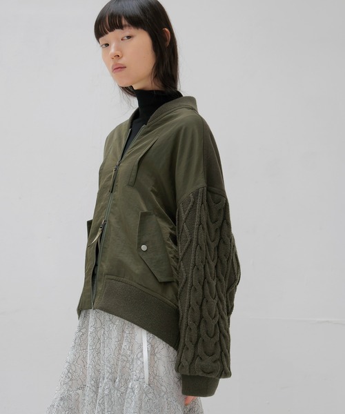 DRESSLAVE(ドレスレイブ)の「knit combination MA-1(ニットコンビネーションMA-1)(MA-1・レディース・カーキ/ネイビー・38)」の1枚目の写真