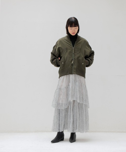 DRESSLAVE(ドレスレイブ)の「knit combination MA-1(ニットコンビネーションMA-1)(MA-1・レディース・カーキ/ネイビー・38)」の4枚目の写真