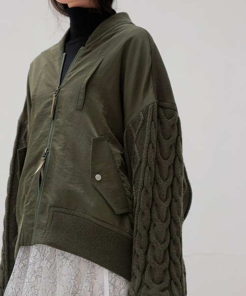 DRESSLAVE(ドレスレイブ)の「knit combination MA-1(ニットコンビネーションMA-1)(MA-1・レディース・カーキ/ネイビー・38)」の8枚目の写真
