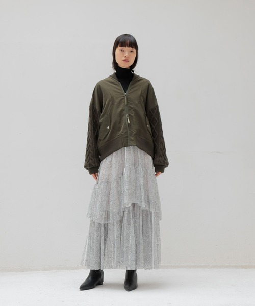 DRESSLAVE(ドレスレイブ)の「knit combination MA-1(ニットコンビネーションMA-1)(MA-1・レディース・カーキ/ネイビー・38)」の3枚目の写真