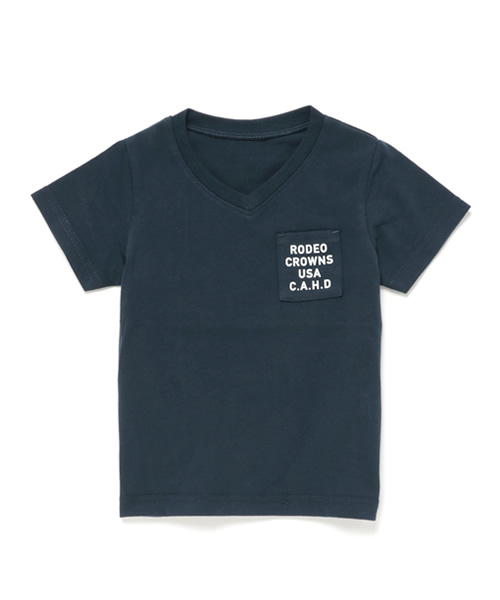 RODEO CROWNS WIDE BOWL（ロデオクラウンズワイドボウル）の「キッズ ペイズリー フラッグ Vネック Tシャツ（Tシャツ/カットソー・キッズ・ブラック/ホワイト/ネイビー・SMALL）」の3枚目の写真