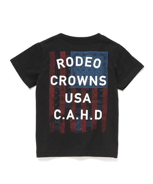 RODEO CROWNS WIDE BOWL（ロデオクラウンズワイドボウル）の「キッズ ペイズリー フラッグ Vネック Tシャツ（Tシャツ/カットソー・キッズ・ブラック/ホワイト/ネイビー・SMALL）」の4枚目の写真