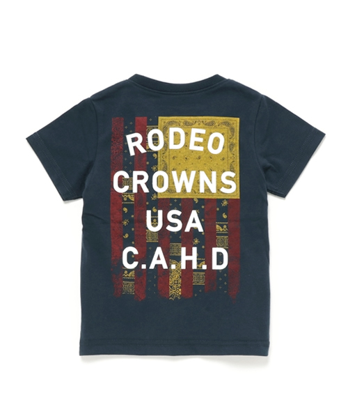 RODEO CROWNS WIDE BOWL（ロデオクラウンズワイドボウル）の「キッズ ペイズリー フラッグ Vネック Tシャツ（Tシャツ/カットソー・キッズ・ブラック/ホワイト/ネイビー・SMALL）」の10枚目の写真