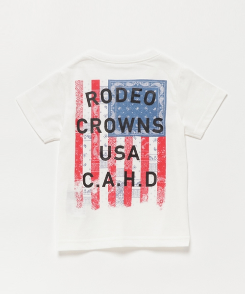 RODEO CROWNS WIDE BOWL（ロデオクラウンズワイドボウル）の「キッズ ペイズリー フラッグ Vネック Tシャツ（Tシャツ/カットソー・キッズ・ブラック/ホワイト/ネイビー・SMALL）」の11枚目の写真