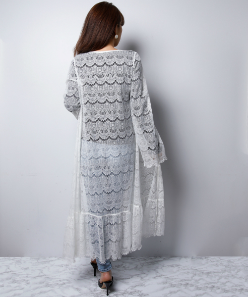 EIMY ISTOIRE(エイミーイストワール)の「lace long cardigan(カーディガン/ボレロ・レディース・オフホワイト/ベージュ/ブラック・FREE)」の5枚目の写真