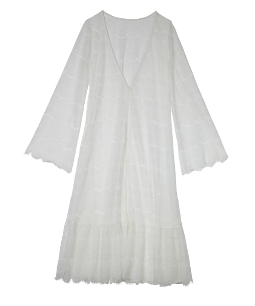 EIMY ISTOIRE(エイミーイストワール)の「lace long cardigan(カーディガン/ボレロ・レディース・オフホワイト/ベージュ/ブラック・FREE)」の6枚目の写真