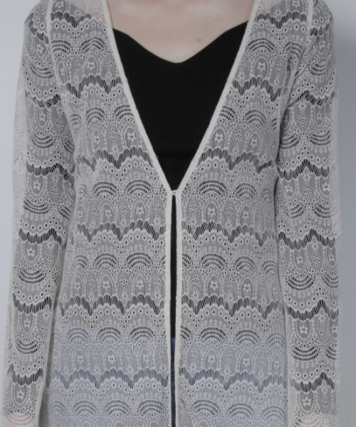 EIMY ISTOIRE(エイミーイストワール)の「lace long cardigan(カーディガン/ボレロ・レディース・オフホワイト/ベージュ/ブラック・FREE)」の8枚目の写真