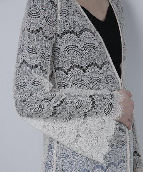 EIMY ISTOIRE(エイミーイストワール)の「lace long cardigan(カーディガン/ボレロ・レディース・オフホワイト/ベージュ/ブラック・FREE)」の10枚目の写真