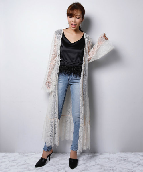 EIMY ISTOIRE(エイミーイストワール)の「lace long cardigan(カーディガン/ボレロ・レディース・オフホワイト/ベージュ/ブラック・FREE)」の20枚目の写真