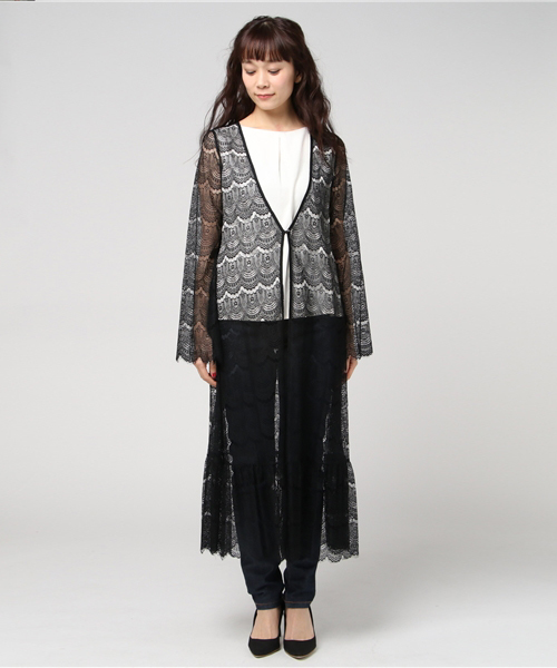 EIMY ISTOIRE(エイミーイストワール)の「lace long cardigan(カーディガン/ボレロ・レディース・オフホワイト/ベージュ/ブラック・FREE)」の15枚目の写真