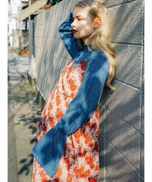 jouetie（ジュエティ）の「ヴィンテージフラワーキャミワンピース（ワンピース・レディース・ブラック/ベビーピンク/ブルー・MEDIUM）」の9枚目の写真