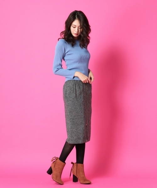 Andemiu（アンデミュウ）の「Ｆ／ファスナーＷゴムスカート775925（スカート・レディース・ブラック/ピンク/その他/キャメル・MEDIUM/SMALL）」の7枚目の写真