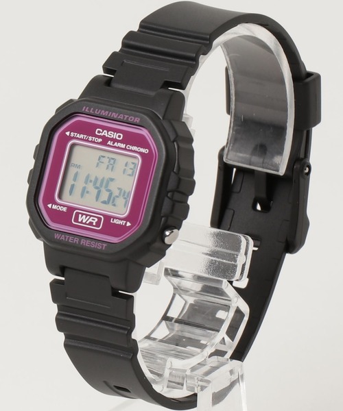 CASIO(カシオ)の「カシオ CASIO/ ミニスクエア デジタル腕時計 軽量 樹脂バンド LEDライト ユニセックス /// LAシリーズ(デジタル腕時計・メンズ・ブラック/ブラック×ブラック/ブラック×パープル/ブラック×イエロー/ブルー/ブラック×ピンク/ブラック×ブルー/ピンク・FREE)」の15枚目の写真