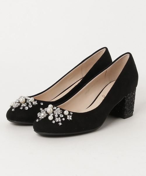 Bridget Birkin(ブリジットバーキン)の「パールビジューラウンドトゥパンプス(581021)(パンプス)」|ブラック