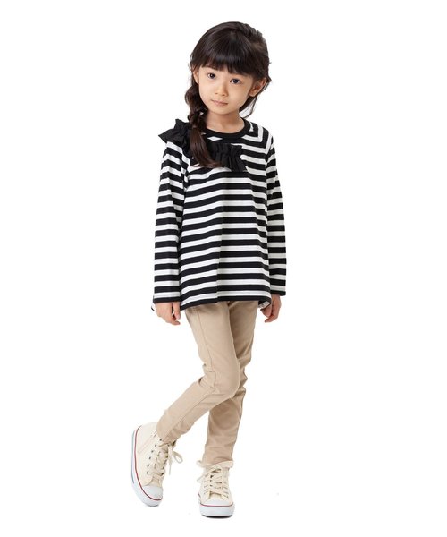 Seraph（セラフ）の「ボーダーチュニック（チュニック・キッズ・ブラック/ネイビー/レッド・80/90/95/100/110/120/130/140）」の4枚目の写真