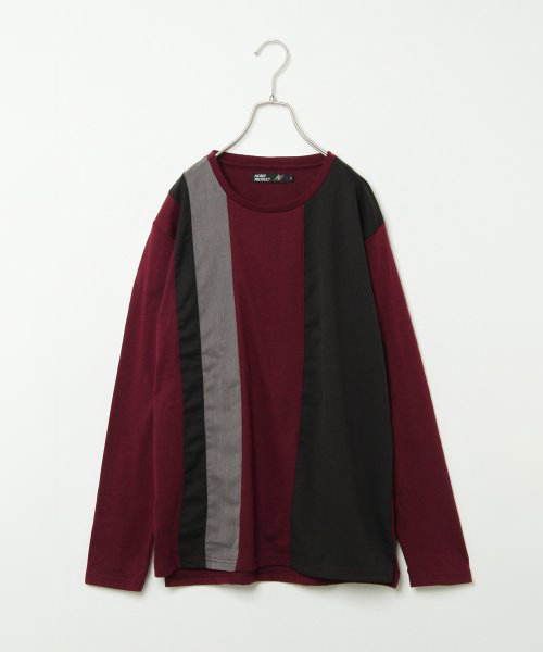 VENCEEXCHANGE(ヴァンスエクスチェンジ)の「ストレート切り替えロングTシャツ(Tシャツ/カットソー・メンズ・ホワイト/ブラック/ワインレッド・M/L)」の3枚目の写真