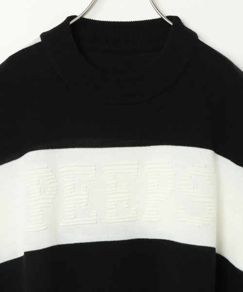 VENCEEXCHANGE（ヴァンスエクスチェンジ）の「ボーダーロゴニット（ニット/セーター・レディース・ブラック/グレー/ボルドー・MEDIUM）」の4枚目の写真
