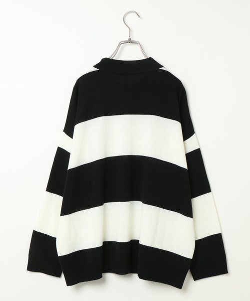 VENCEEXCHANGE（ヴァンスエクスチェンジ）の「ボーダーロゴニット（ニット/セーター・レディース・ブラック/グレー/ボルドー・MEDIUM）」の5枚目の写真