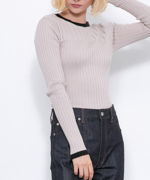 STUDIOUS(ステュディオス)の「【STUDIOUS】バイカラーリブニット(ニット/セーター・レディース・ベージュ/ネイビー/マスタード・FREE)」の11枚目の写真