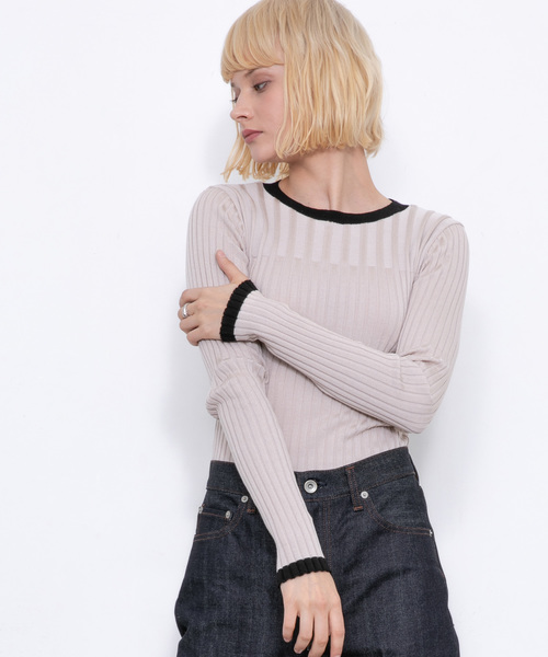 STUDIOUS(ステュディオス)の「【STUDIOUS】バイカラーリブニット(ニット/セーター・レディース・ベージュ/ネイビー/マスタード・FREE)」の13枚目の写真