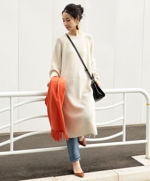 SHIPS（シップス）の「サイドスリットクルーネックニットワンピース