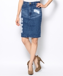 VENCEEXCHANGE | クラッシュデニムハイウエストペンシルスカート(スカート)