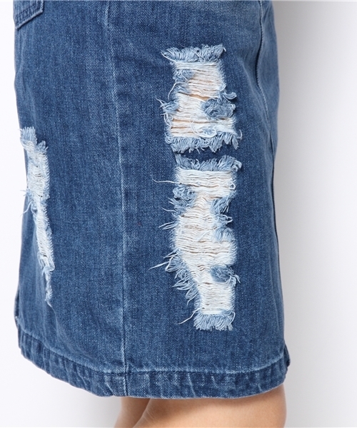 VENCEEXCHANGE（ヴァンスエクスチェンジ）の「クラッシュデニムハイウエストペンシルスカート（スカート・レディース・ブルー・MEDIUM/SMALL）」の7枚目の写真