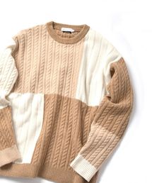 SHIPS JET BLUE | SHIPS JET BLUE: パッチワーク ジャカードクルーネックニット2(ニット/セーター)