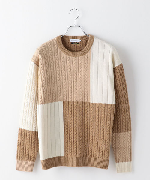 SHIPS JET BLUE（シップスジェットブルー）の「SHIPS JET BLUE: パッチワーク ジャカードクルーネックニット2（ニット/セーター・メンズ・ナチュラル/グレー系その他/コバルトブルー・X-SMALL/SMALL/MEDIUM/LARGE）」の9枚目の写真