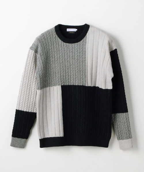 SHIPS JET BLUE（シップスジェットブルー）の「SHIPS JET BLUE: パッチワーク ジャカードクルーネックニット2（ニット/セーター・メンズ・ナチュラル/グレー系その他/コバルトブルー・X-SMALL/SMALL/MEDIUM/LARGE）」の8枚目の写真