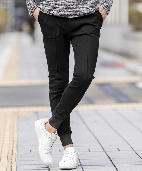 A.S.M（エーエスエム）の「ドビー鹿の子 ／ リラックス 裾リブ イージーパンツ（その他パンツ・メンズ・チャコールグレー/ブラック/ネイビー・48/50/52）」の2枚目の写真